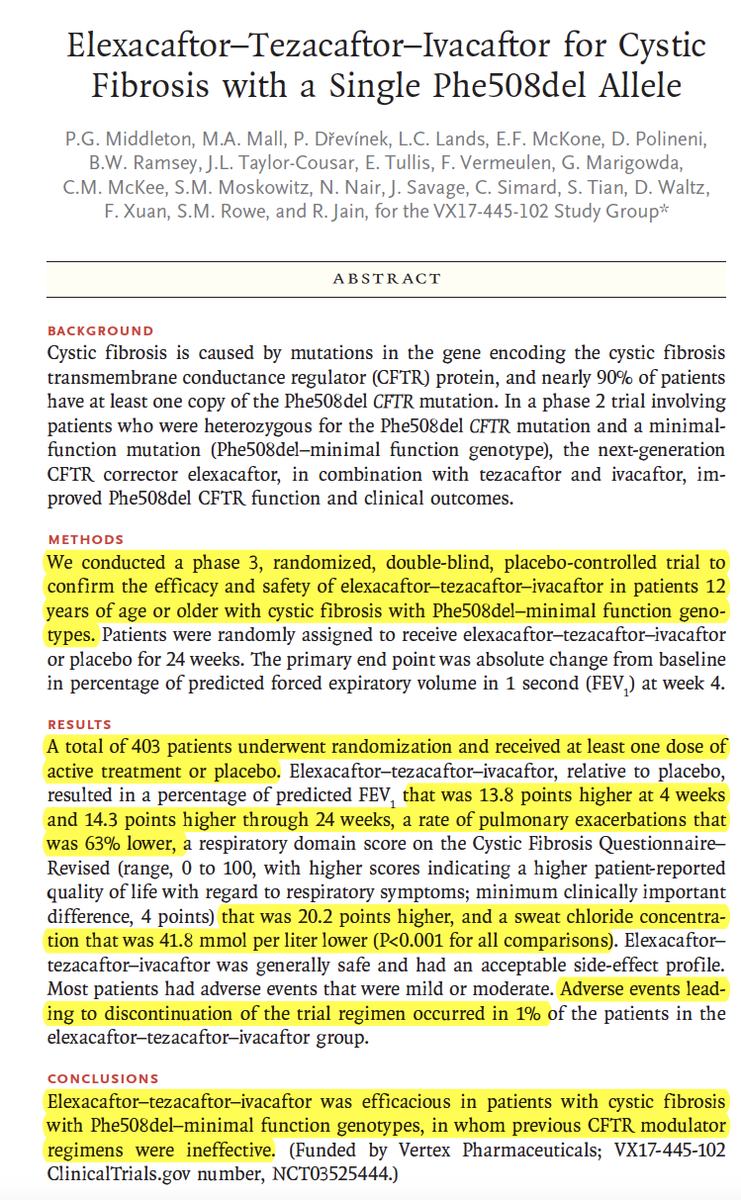 EricTopol's tweet photo. 30 years later, fulfilling a dream for cystic fibrosis 
https://t.co/iHTWDN8fgk @NEJM
https://t.co/ca01jcHaA1 by @NIHDirector:
"This should be a major celebration"
https://t.co/Qq92wrftsv @TheLancet https://t.co/7EhXPSv5bw