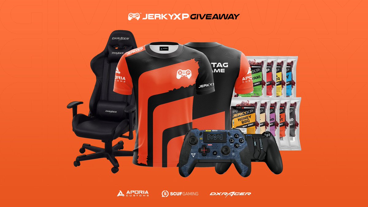 🚨 IT'S GIVEAWAY TIME 🚨

Enter for your chance to win a brand new #JerkyXP jersey, #ScufVantage2, a #DXRacer, and more! 

🔁 RT + Like
💞 Tag Your Friends
✅ Follow <a href="/JerkyXP/">JerkyXP®</a>, <a href="/ScufGaming/">SCUF</a>, <a href="/DXRacer/">DXRACER💺</a>, &amp; <a href="/AporiaCustoms/">Aporia Customs™ 🎮👕</a>!
 
🖱️ Click Here to Enter: bit.ly/2Wv35Lc