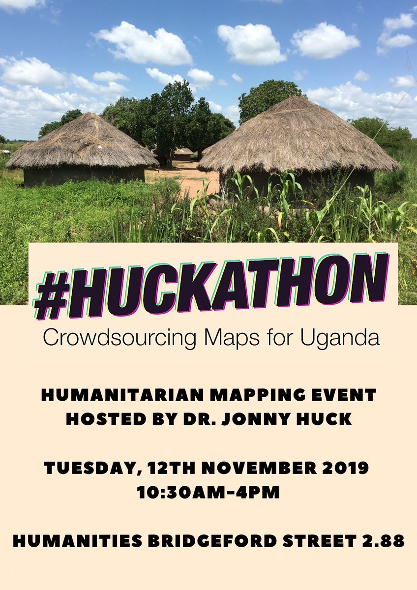 UoM_MCGIS's tweet photo. @MUGS_1892 are hosting a Humanitation Mapathon on 12th November 10.30-4pm... come along to HBS 2.88 and contribute to the first comprehensive maps of Uganda! #huckathon #mapping #GIS https://t.co/yQAkHlPUBA