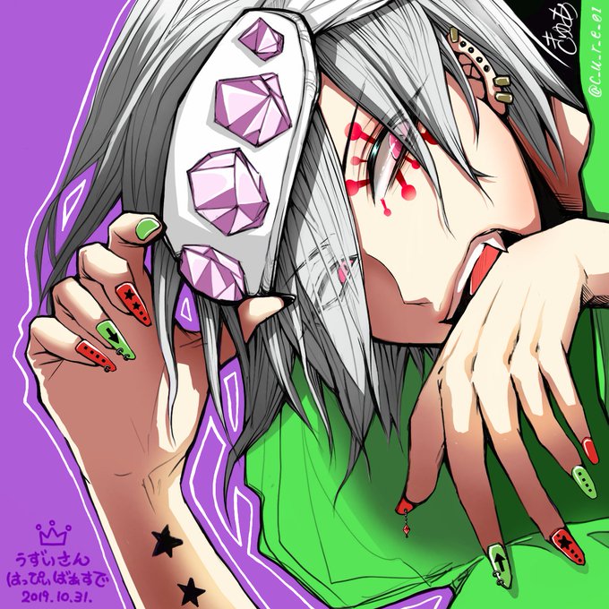 きゅあさんがTwitterに投稿した宇髄天元(鬼滅の刃)のイラスト。