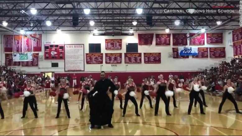WLWT's tweet photo. Priest shows off heavenly moves at pep rally https://t.co/xyGrvIWVfH https://t.co/S87zsomCQJ