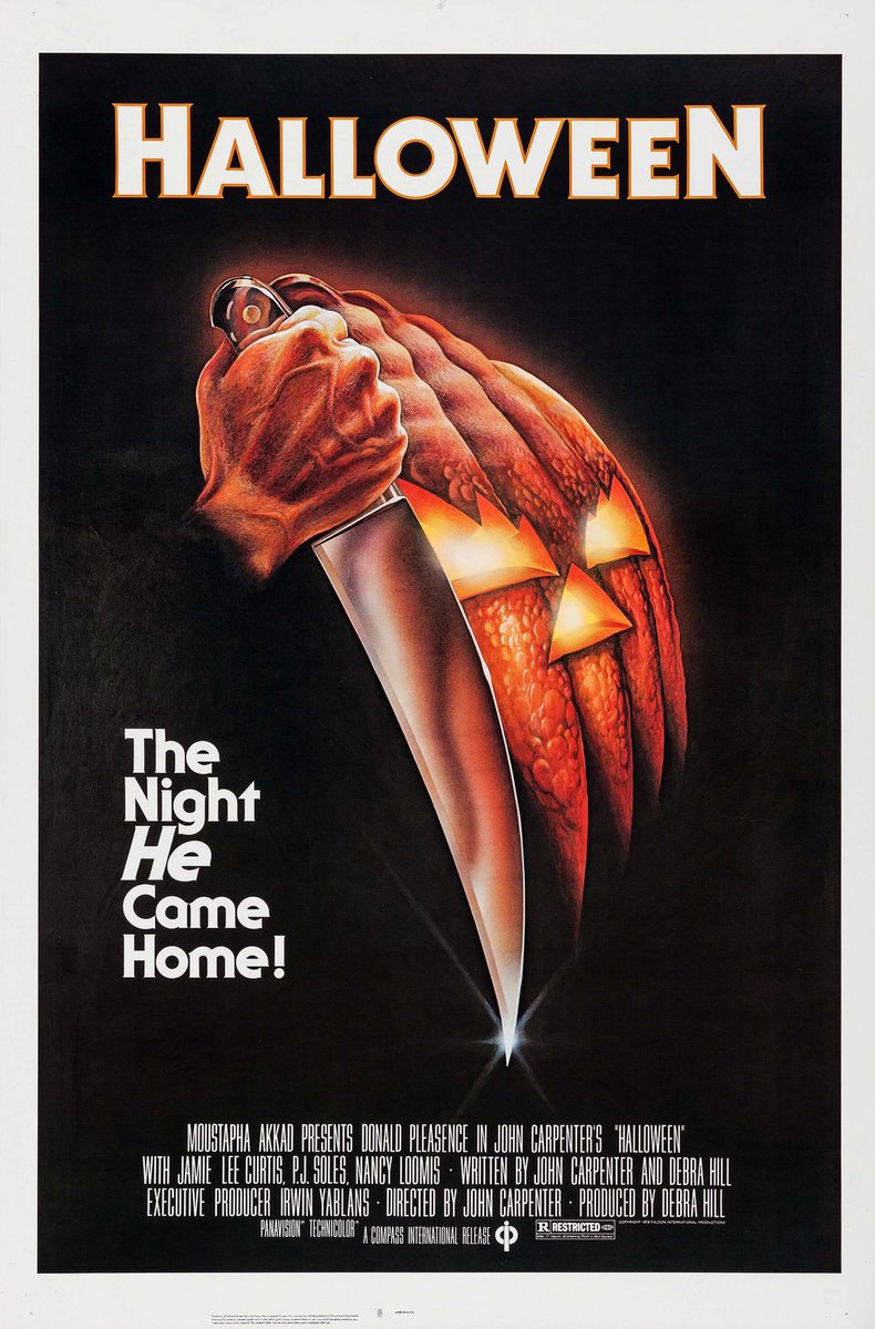 PosterBoysShow's tweet image. It’s a happy HALLOWEEN episode of The Flat File over at patreon.com/theposterboys, where we’re looking at posters for John Carpenter’s 1978 classic, including this iconic one-sheet by Bob Gleason for B.D. Fox and these sheets from Hungary, Yugoslavia, Hungary, and Japan. 🔪