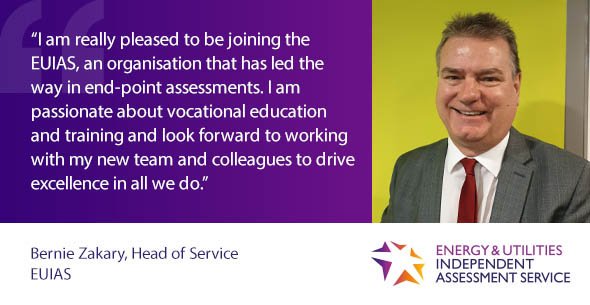 EUSkills's tweet photo. The Energy & Utilities Independent Assessment Service (EUIAS) has welcomed Bernie Zakary as its new Head of Service > https://t.co/yewgYpTDzl #euias #endpointassessment https://t.co/JO73E7A171
