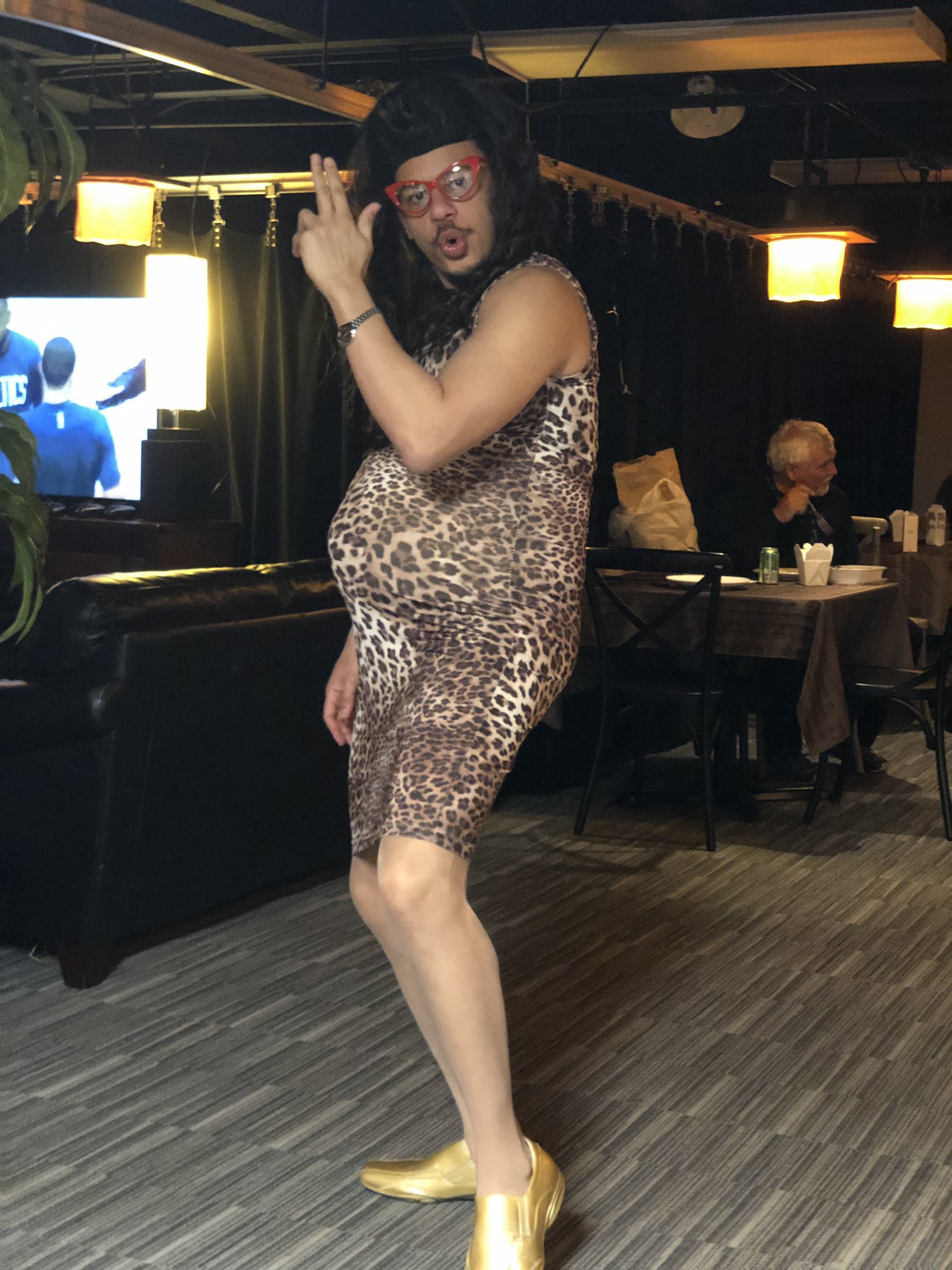 Ali wong leopard clearance maternity dress