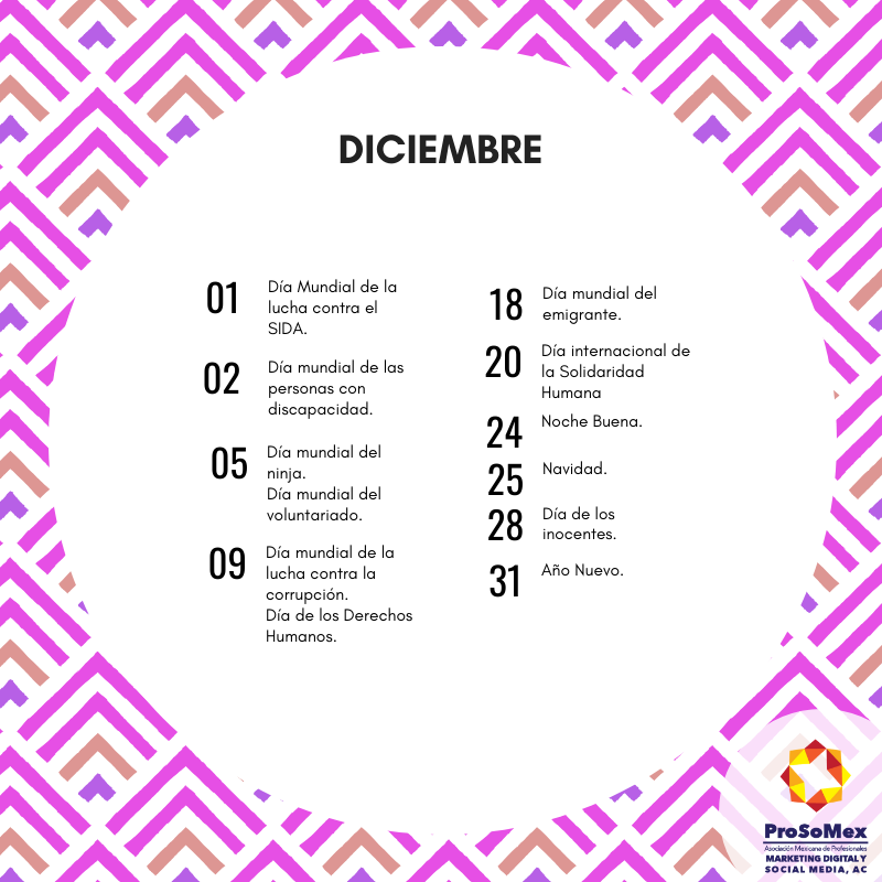ProSoMex's tweet photo. Está por terminar el año, pero para quienes nos dedicamos al #MarketingDigital sabemos que es la mejor época llena de trabajo, que no se te pase ninguna fecha. #CalendarioProsomex #SocialMedia #Prosomex https://t.co/6G9mZW2g2U