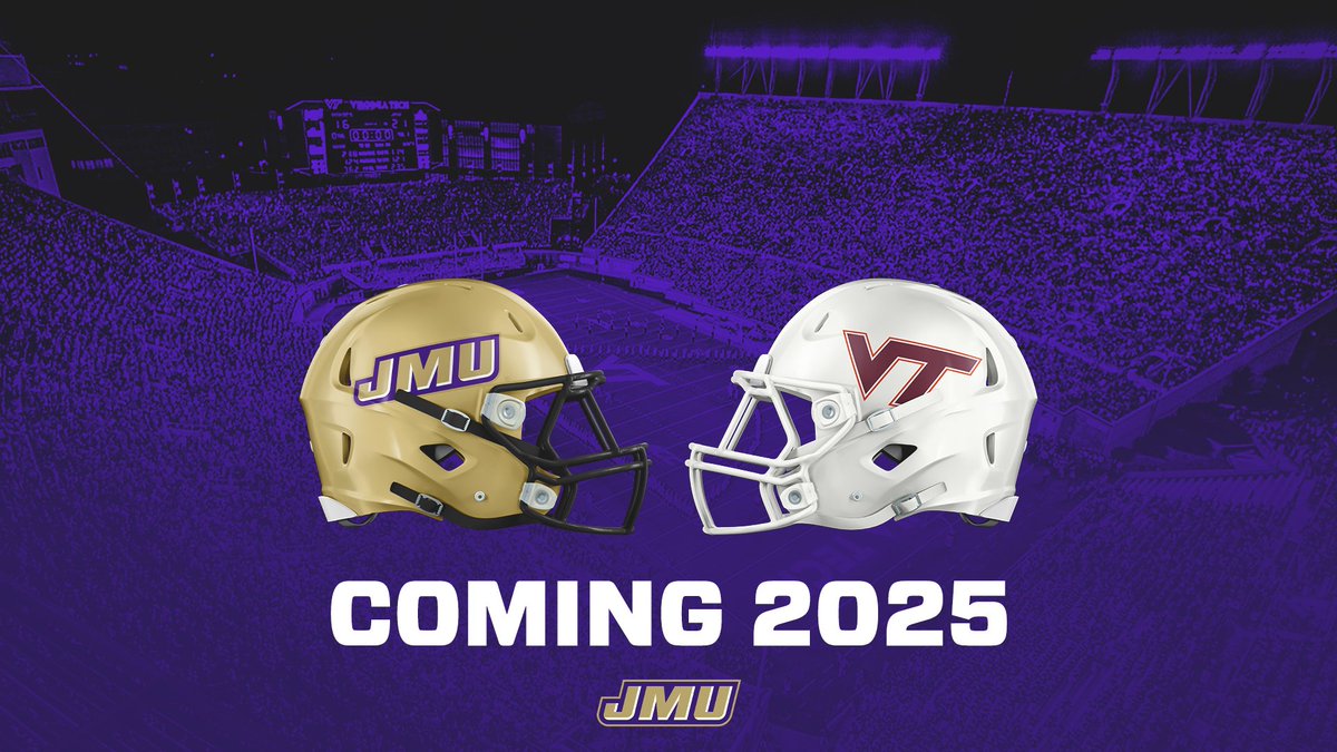 JMUFootball's tweet photo. The Dukes return to Lane Stadium to face the Hokies on Sept. 20, 2025‼️

#GoDukes https://t.co/xEhvo3xQd8