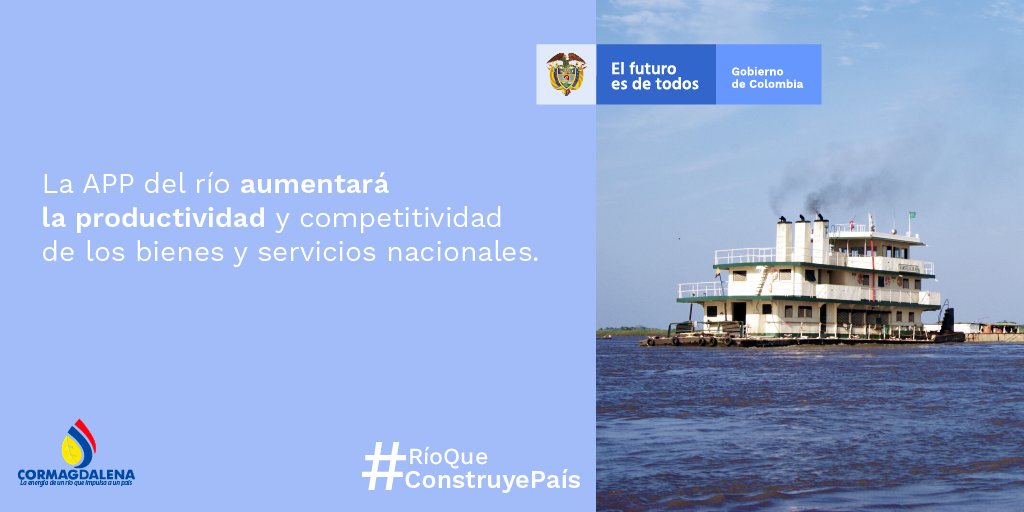 PedroPJuradoD's tweet photo. La APP es un proyecto que complementa los demás modos de transporte conectando la Costa Caribe con el interior del país a una relación 4 veces menor en costos de transporte por carretera. ¡Generará la activación de numerosos puntos de intercambio! #RíoQueConstruyePaís https://t.co/JV3FqGiHaz