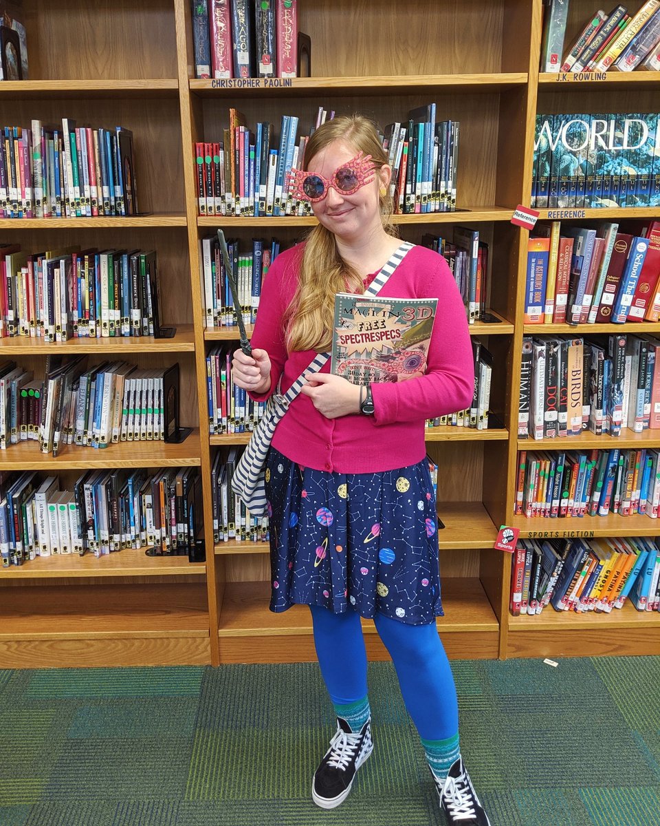 watchmebookit's tweet photo. We had book character day today and I've loved seeing all the literary costumes! I chose to dress as one of my favorites, Luna Lovegood. https://t.co/lM4BzNkNQ4