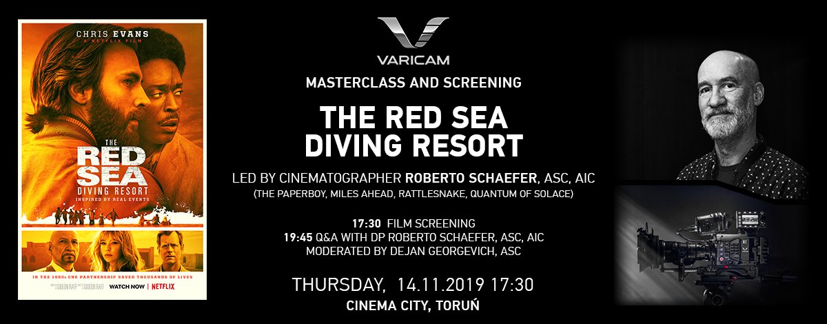PanasonicProEU's tweet photo. Camerimage Festival starts next week! Are you coming to Torun?
Don't miss the special screening of the #ShotOnVaricam #Netflix film The Red Sea Diving Resort followed by Q&A with DP Roberto Schaefer, ASC, AIC
Find out more info here: https://t.co/XWSuU4hw3e
#Camerimage2019 https://t.co/1rNXQla6aS