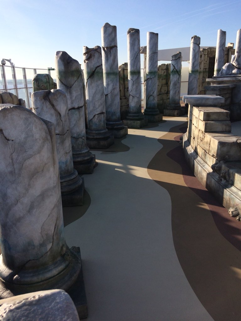 JaneArcherUK's tweet photo. It’s all Greek to me. Or maybe Roman. Or maybe, er .... but for sure it’s laser tag on @CruiseNorwegian #NorwegianEncore and I can’t wait to give it a go  #cruise #funatsea https://t.co/WkbJKjjLeT