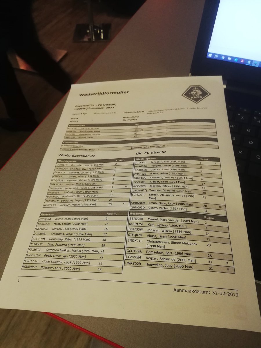 Vanavond <a href="/excelsior31/">SV Excelsior'31</a> - <a href="/fcutrecht/">FC Utrecht</a>