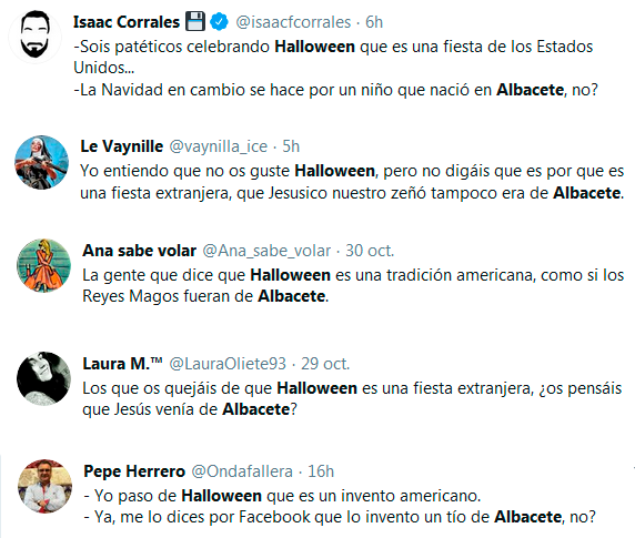 PostureoAb's tweet photo. ¿Qué le pasa a la gente con Halloween y Albacete? 
A ver si vamos a tener que sacar las navajas y llenarlo to de sangre, pero de la de verdad https://t.co/KvAujMgjUM