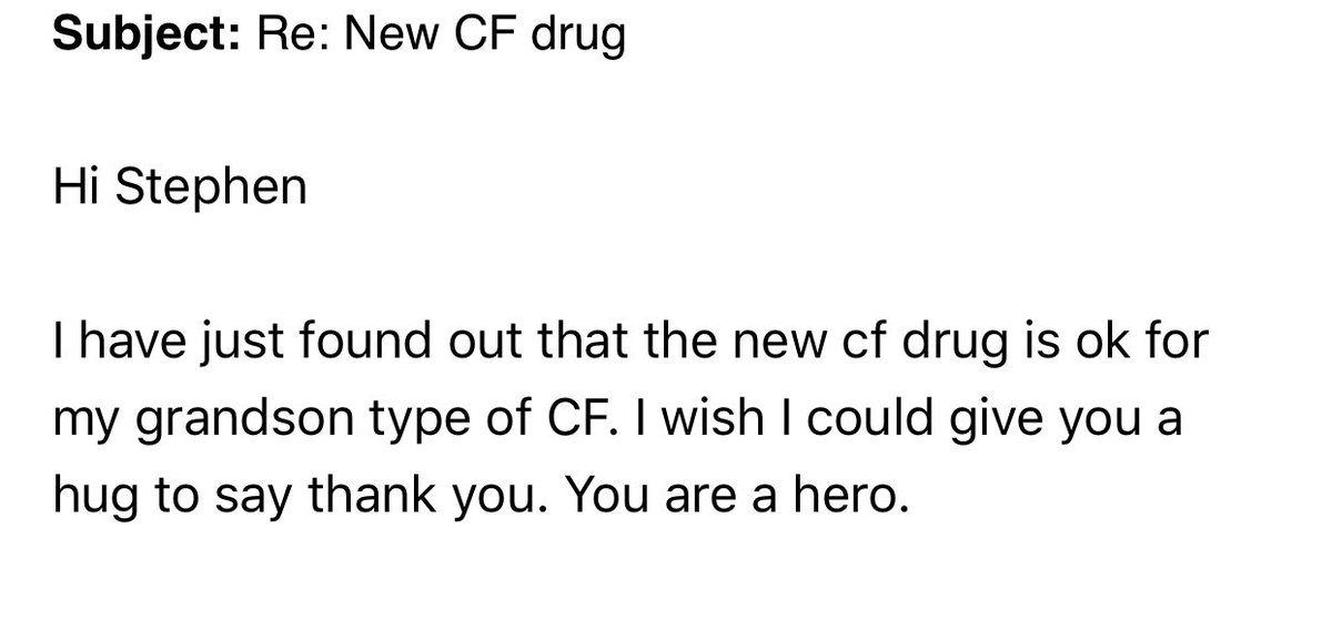 StephenMorganMP's tweet photo. So pleased orkambi is finally going to be on the NHS. People power finally won the day. Getting emails like this from Portsmouth constituents makes the tireless campaigning with @cftrust well worth it #orkambinow https://t.co/CT5w8m0SCC