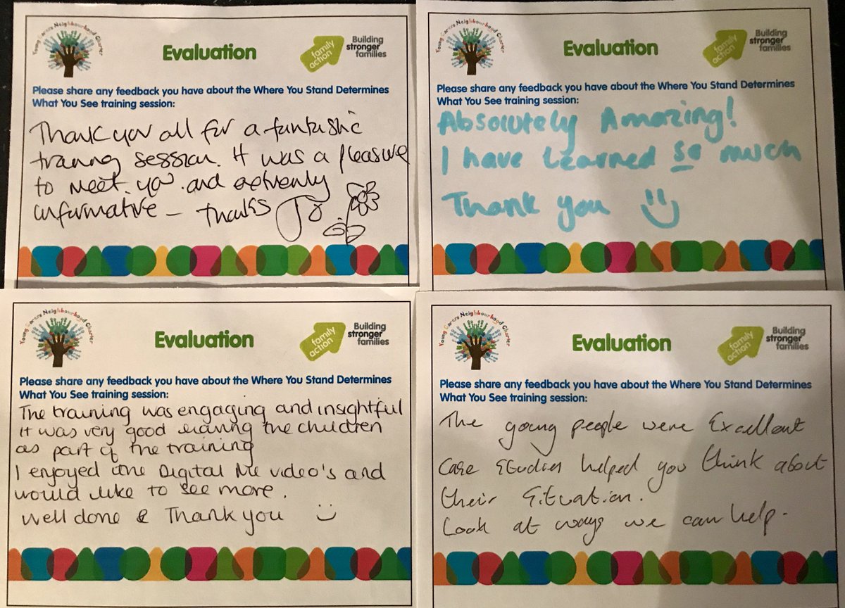 family_action's tweet photo. Great feedback from today’s ‘Where You Stand Determines What You See’ #youngcarers training session in #countydurham well done to all of the young people who took part! #durhamhigh5 https://t.co/HZ1yxDSR6F