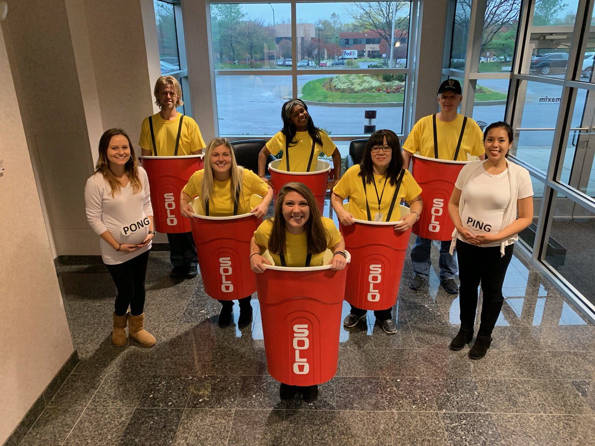 kevans410's tweet photo. “Red solo cup I fill you up...”🍺❤️🍂🖤🎃 #work #halloween2019 #redsolocup #beer #pregnantbelly https://t.co/swJaT2Cm24