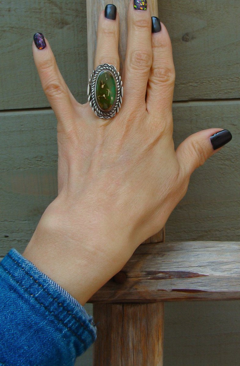Excited to share the latest addition to my #etsy shop: Native American Silver Green Turquoise Ring Size 7.25 etsy.me/36q9ImW #indianjewelry #nativeamericanring #silverturquoisering #BohemianRing #EtsyUSA #greenturquoise #statementring #cowgirljewelry #Western