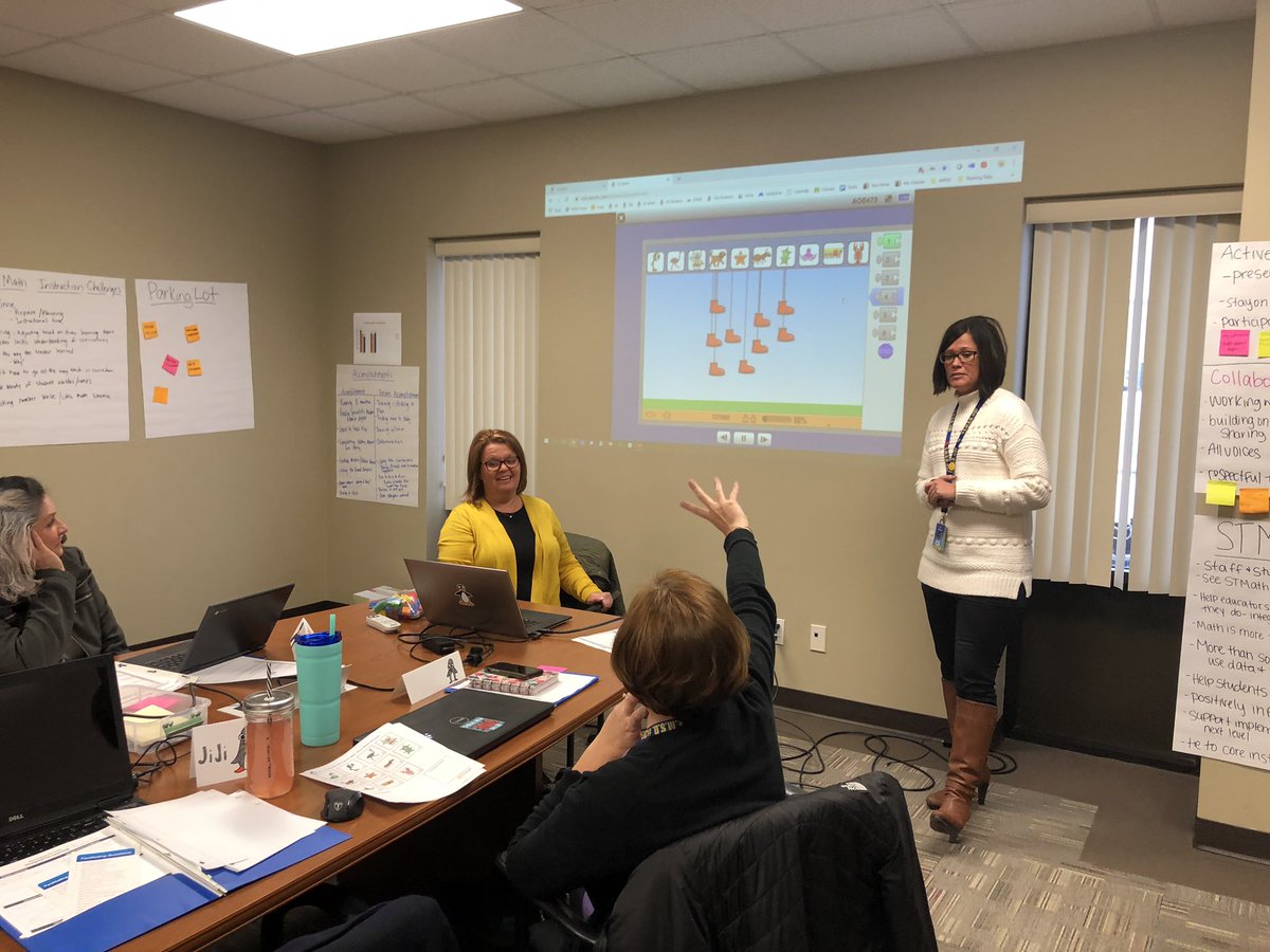 oelschlA's tweet photo. Instructional Specialists from @EMSD37 presented AMAZING Puzzle Talks this morning during our Train the Trainer, they are practicing how to use @stmath as an instructional tool. @Ms_Pip7 and I were so proud!! https://t.co/K3ElPf6Xxc