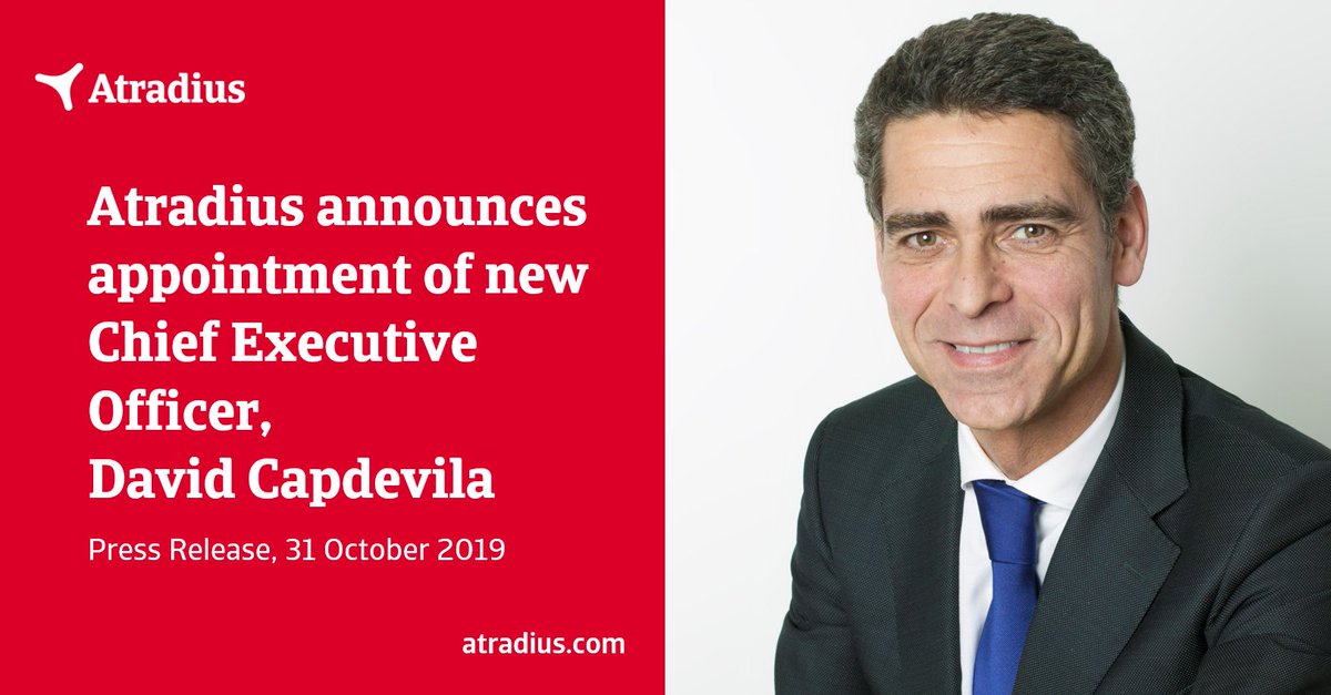 atradius's tweet photo. At its meeting on 31 October 2019, the Board of Directors of @GCO_news and the Supervisory Board of Atradius N.V. approved the appointment of David Capdevila as the new Chief Executive Officer (CEO) of Atradius.

Full press release here https://t.co/PlY4daL7f1 https://t.co/V0uMVk9UBB