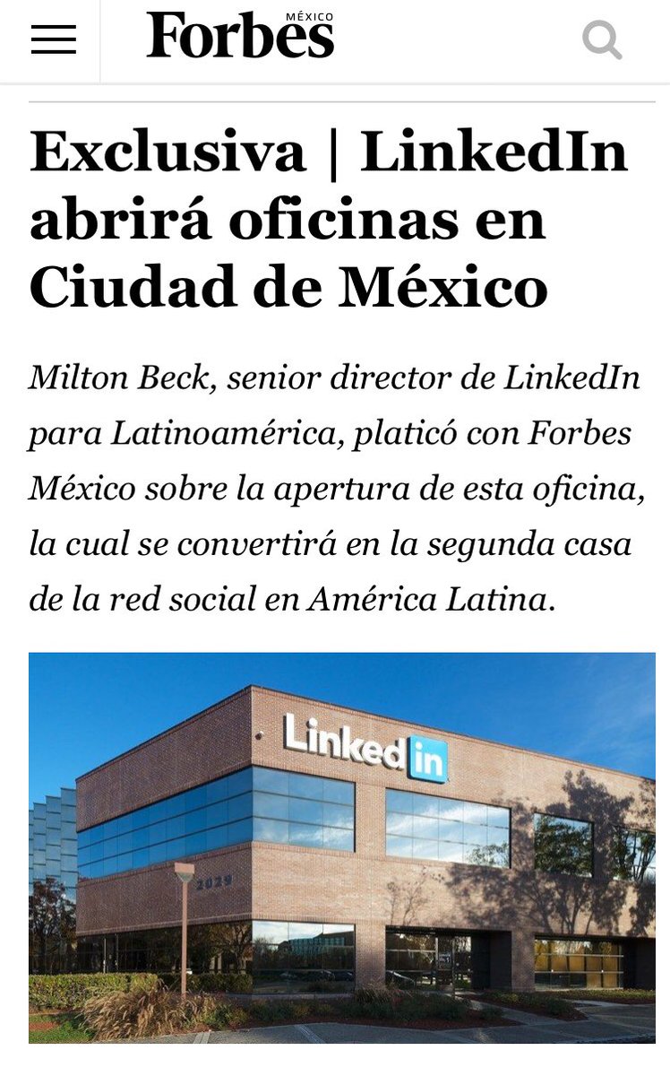 MaxMoralesChile's tweet photo. En 2018 escribí columna en @RevEmprende llamada el “Viceversa de @LinkedInES @LinkedIn y @facebook “ donde se destacó la importancia de abrir oficinas o tiendas. Muy interesante que se haya concretado en #Mexico que ahora se publica en @Forbes @Entrepreneur @ElFinanciero_Mx https://t.co/8yugxMN8gw