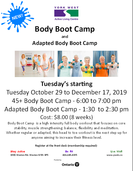 Have you heard that YWALC has a new Body Boot Camp program? Not sure what that is? Come check it out and tell your friends!