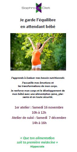 SophroParis13's tweet photo. La combinaison de nos 2 métiers, sophrologie et diététique, permet de vs proposer des ateliers qui vous aideront à maintenir un équilibre alimentaire et une sérénité pendant le déroulement de ces quelques mois importants (les futurs papas sont les bienvenus) +Renseignement en MP https://t.co/pKFkGD4gyL