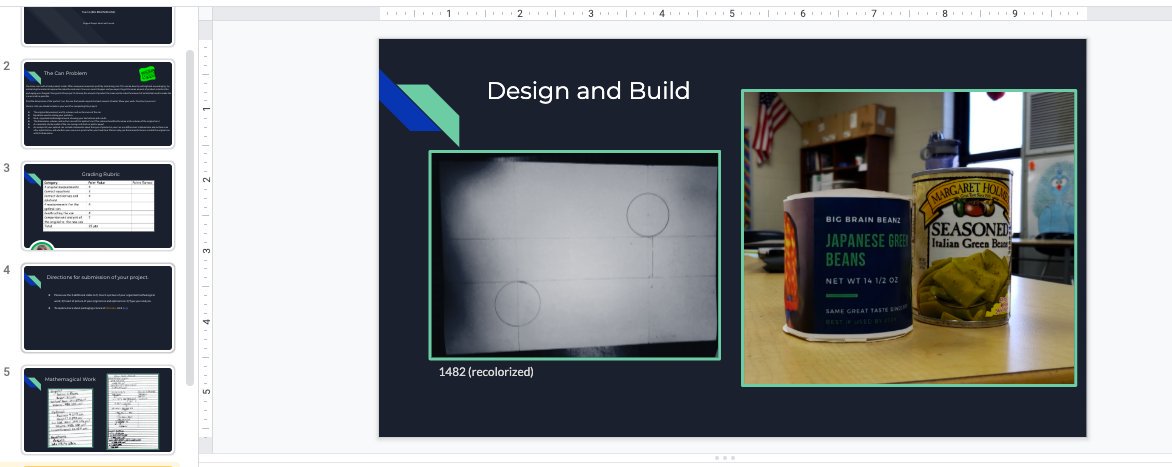 afreeman200's tweet photo. Students using calculus to make optimal cans &amp; presenting work in google slides @LHSWildcatsLex1 #HailToThee2020 https://t.co/XopVG0TjRu