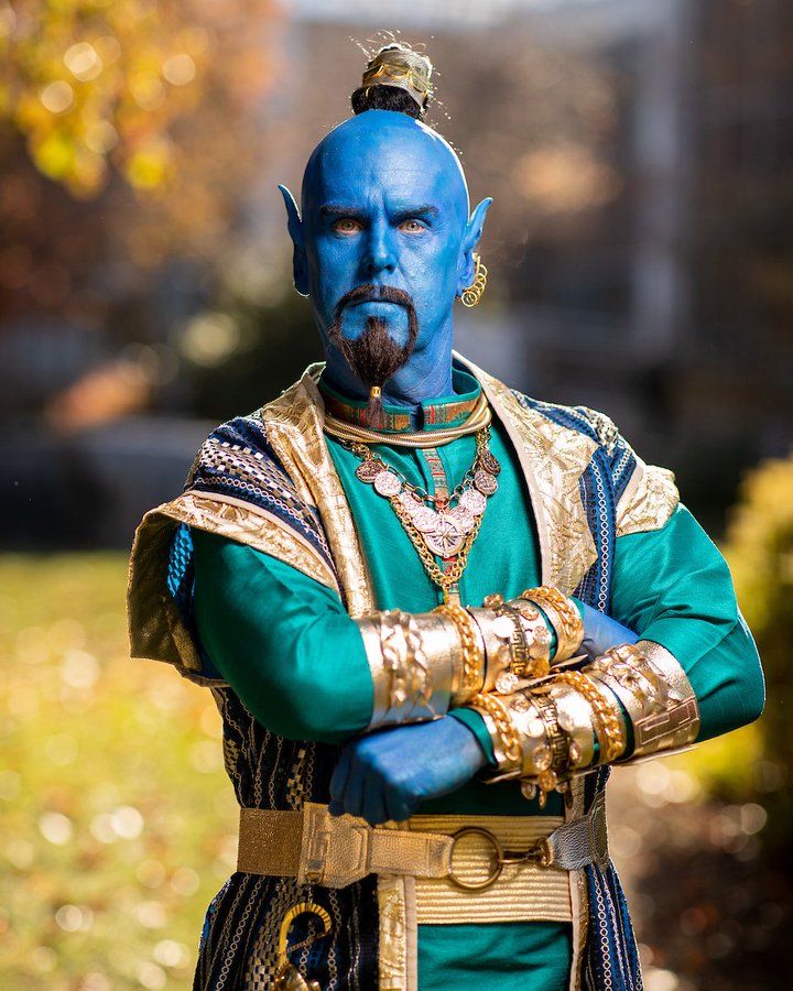 Tom Holmoe dressed up as the Genie from Aladdin.