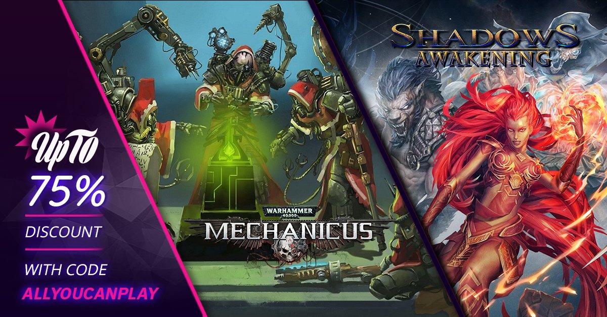 ALLYOUPLAY's tweet photo. Enter the Warhammer 40K universe or dark black pits with Shadows Awakening.
Here is our limited offer: https://t.co/ioAf5HwSDp
#warhammer #warhammer40K #shadowawakening #dungeon #halloween #dark #discount #discounted #hack-slash #game #gamer #mechanicus #allyouplay https://t.co/3ucTorufst