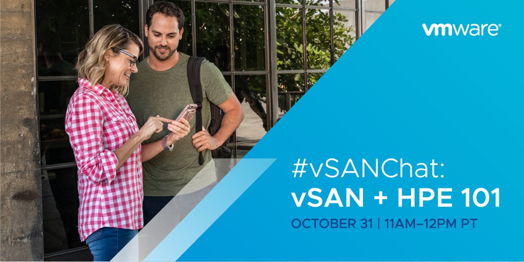 vmwarevsan's tweet photo. One hour warning! Join our #vSANChat on #vSAN &amp; @HPE at 11 am PT to hear from @BrentS_VMware &amp; @jvshields3. https://t.co/FOKdi6R7NX https://t.co/bDgpwvJso9