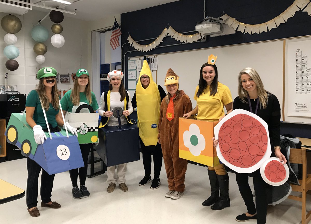 McHenrySci's tweet photo. Happy Halloween from your favorite Mario Kart characters! @McHenryTeachers https://t.co/D2BEds9NSG