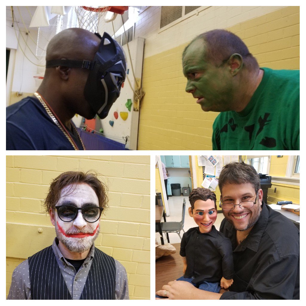 Staff getting into the Halloween spirit.