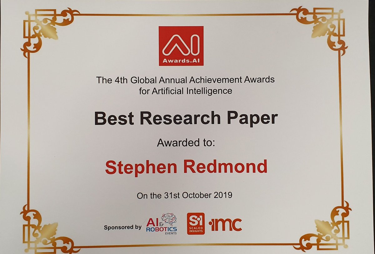 stephencredmond's tweet photo. Over the moon to pick up this award!

@Awards_AI #IntoAI #AI #NCIRL #Accenture https://t.co/txfZbkqFmo