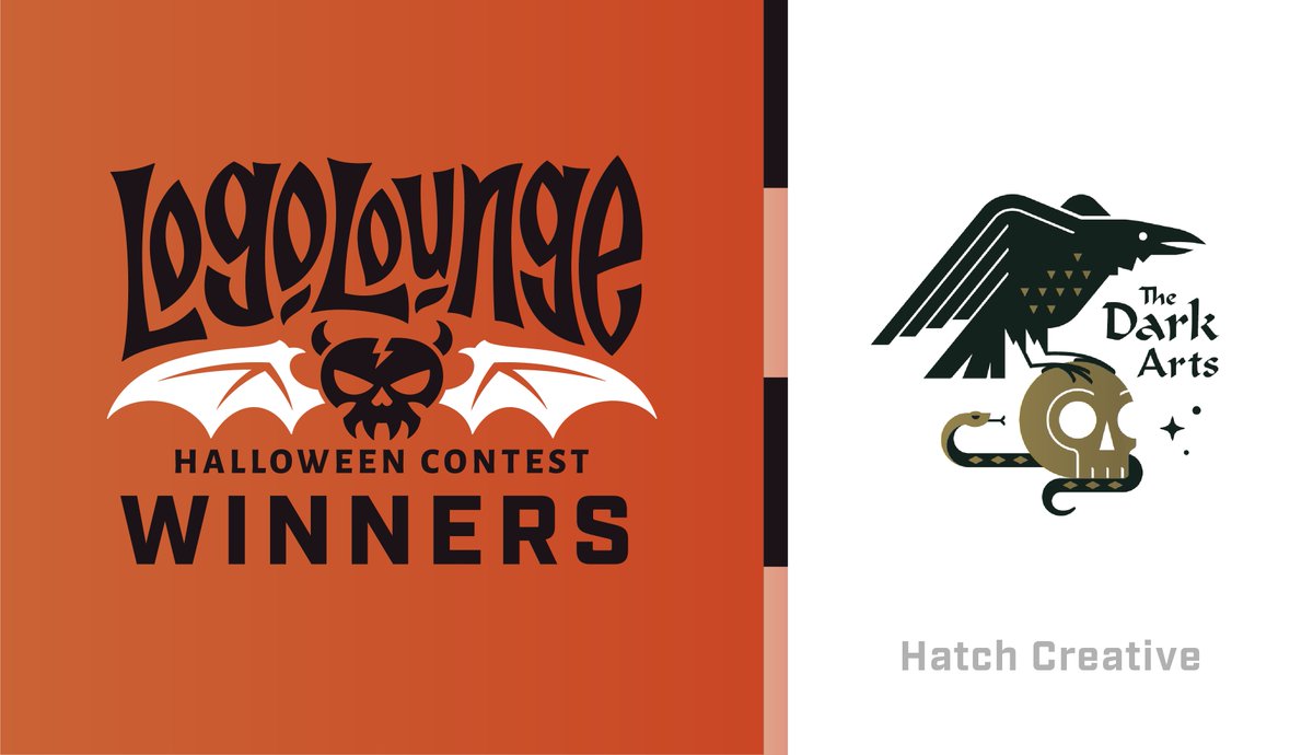 logolounge's tweet image. Here was a favorite of judge Von Glitschka! Hatch Creative created this Dark Arts inspired design. #logos #Halloween #crow #skull #snake #darkarts #LogoLounge