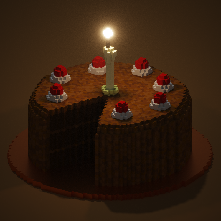 Alcoro13's tweet photo. #Voxtober day 31: celebrate! | Uh oh. Somebody cut the cake. I told them to wait for you, but they did it anyway. There is still some left, though, if you hurry.

P.S. Voxtober was so much fun! I really enjoyed it. ^_^

#voxelart #magicavoxel #voxeldailies 
@VoxelDailies https://t.co/G48y8CyMIA