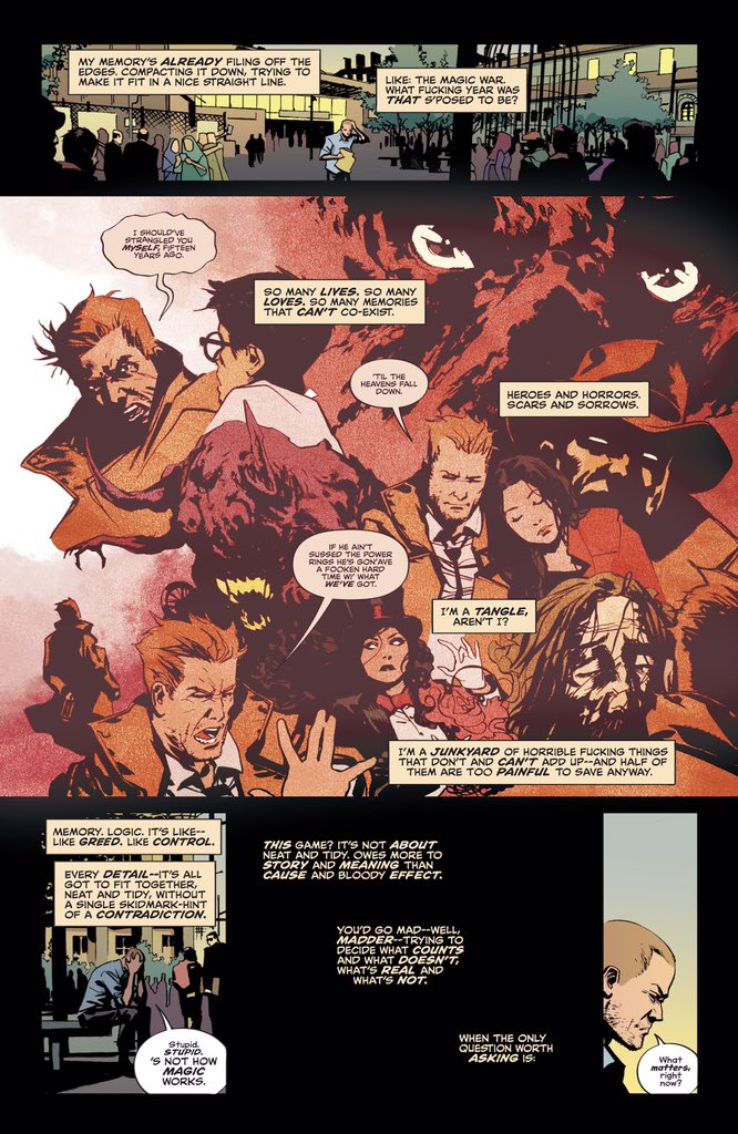 bestofjohnc's tweet photo. “I’m a tangle, aren’t I? I’m a junkyard of horrible fucking things that don’t and can’t add up — and half of them are too painful to save anyway.”
          - The Sandman Universe Presents: Hellblazer #1 https://t.co/35wQfRYd1G
