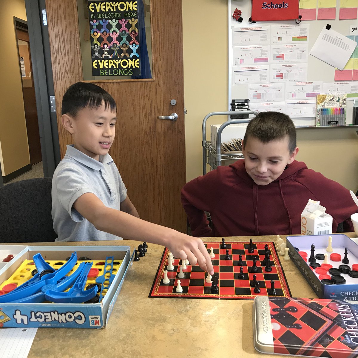 Lunch with a couple of chess playing 5th graders! #HTSpartans