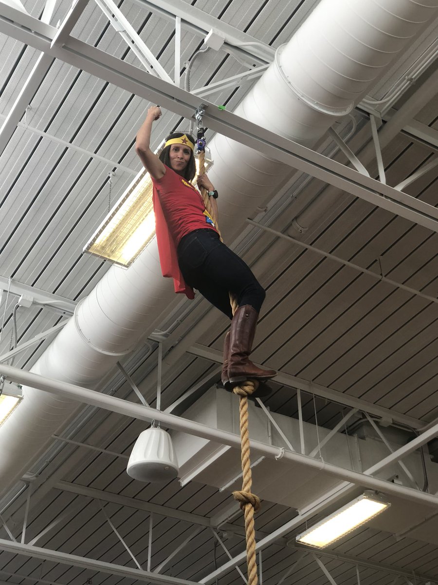 mespirk's tweet photo. I’m not weak, I’m too strong! #wonderwomen @MrsKellyAdd @RedHawk_ES #halloweenfun #halloween2019 #GreatTwitterChallenge #ropescourse #pelife #fitness #strongwomen https://t.co/eyditUwhRk