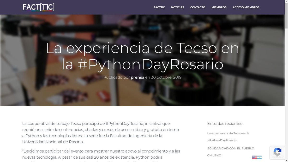 tecsocoop's tweet image. Participamos de #PythonDayRosario y así lo cuenta @Facttic
“A pesar de sus 20 años, Python podría considerarse una nueva tecnología que ha tenido su explosión en los últimos años ”, dice Lucas Bruge, socio de tecso facttic.org.ar…/la-experiencia-de-tecso-en-la-pyt…/