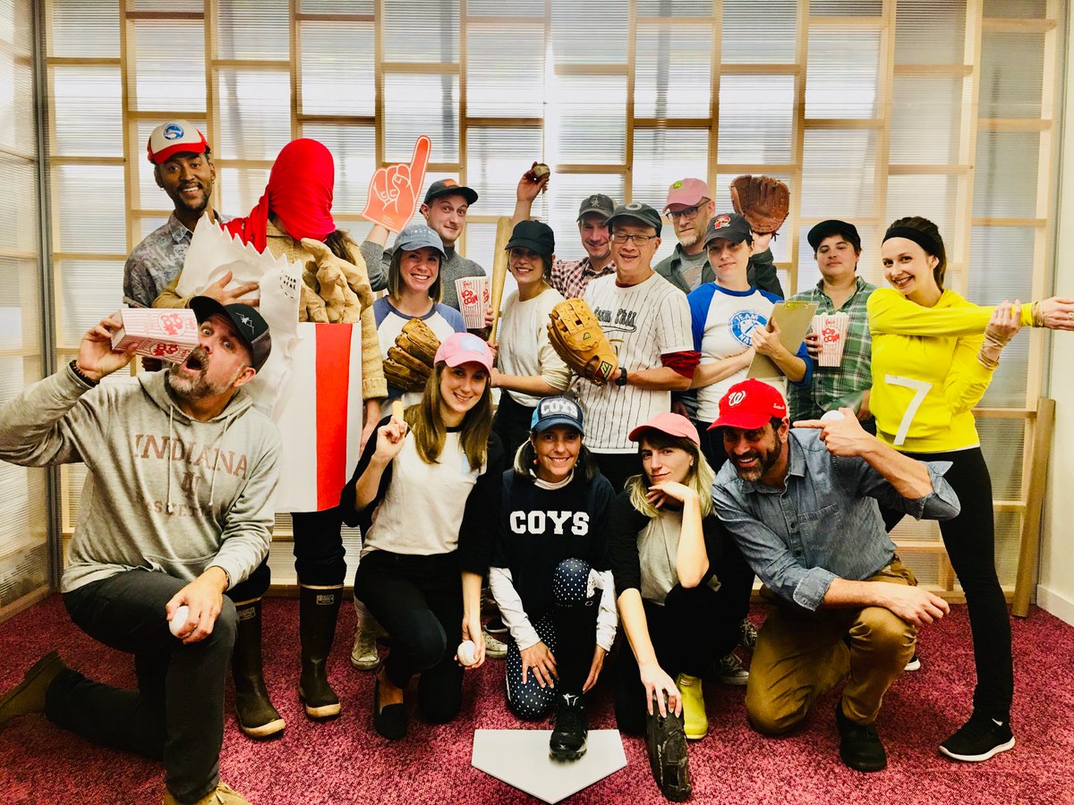 kaplanthompson's tweet photo. Happy Halloween from our team of Ballpark-itects! In addition to our A-league players, we have superfans, some tasty fries, and of course, the 7th-inning stretch! #halloween2019 #halloweencostumes #ballparkitects 🎃⚾️🧢 https://t.co/TnImAVykfd