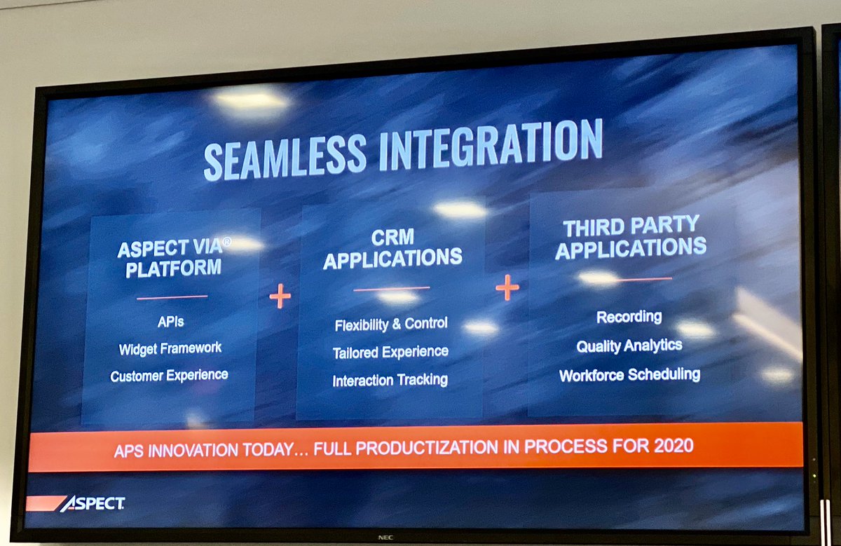 EvanKirstel's tweet photo. The future @AspectSoftware is open integration! #crm #ContactCenter #cctr #Salesforce #dreamforce19 #Dynamics365 #AspectAR https://t.co/QZRoGftYA2