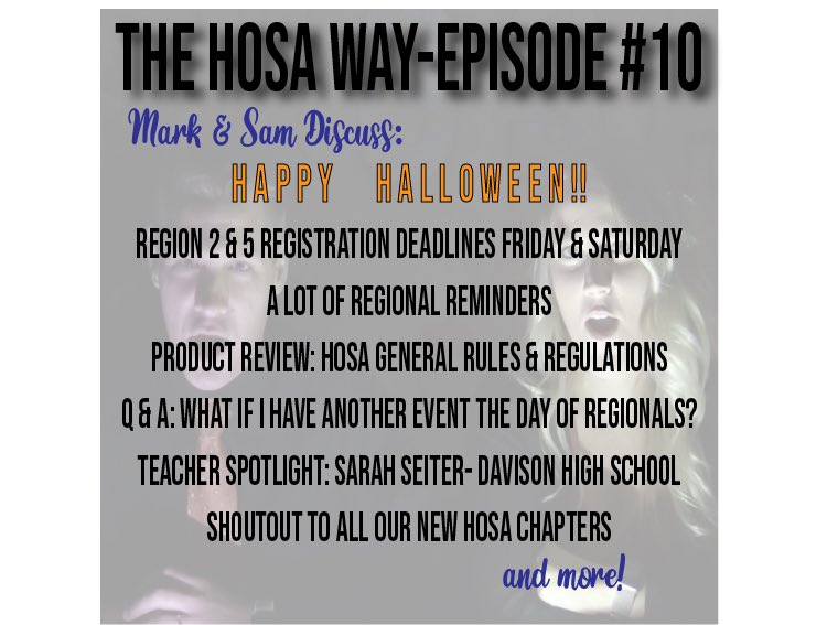 🎃Happy Halloween! 👻 Tune into this week's eerie episode of The HOSA Way- it's quite a thrill. youtu.be/DYyyWdpgWjM 
And don’t miss all the information in this week’s HOSA Synapse as well! 
- mailchi.mp/dd4bcc027d95/c…
