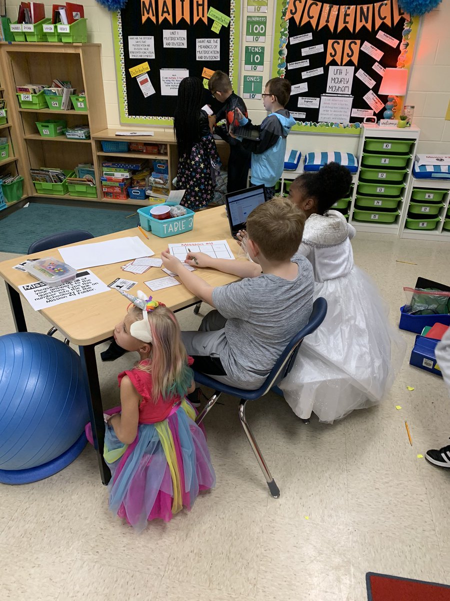 Mrs_Pfeifer_3's tweet photo. Mrs. Mazur’s class is spending Halloween doing a multiplication escape room that she created. The students were engaged and collaborating. What more could you want? @HESMrsMazur @HamptonDolphins #teamwork @BCPSMATH https://t.co/GmvIgMLF9G