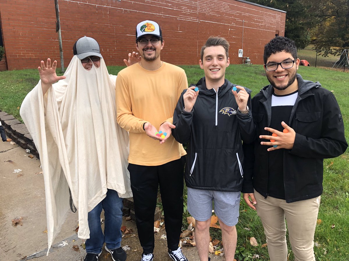 KDKwestlib's tweet photo. Handed out bouncy balls to the elementary kids today, hopefully their teachers aren’t too mad...

Couldn’t tell if Daron dressed up as a ghost or an unwashed bed sheet. Either way he still scared children. https://t.co/yrafVxT7Pr