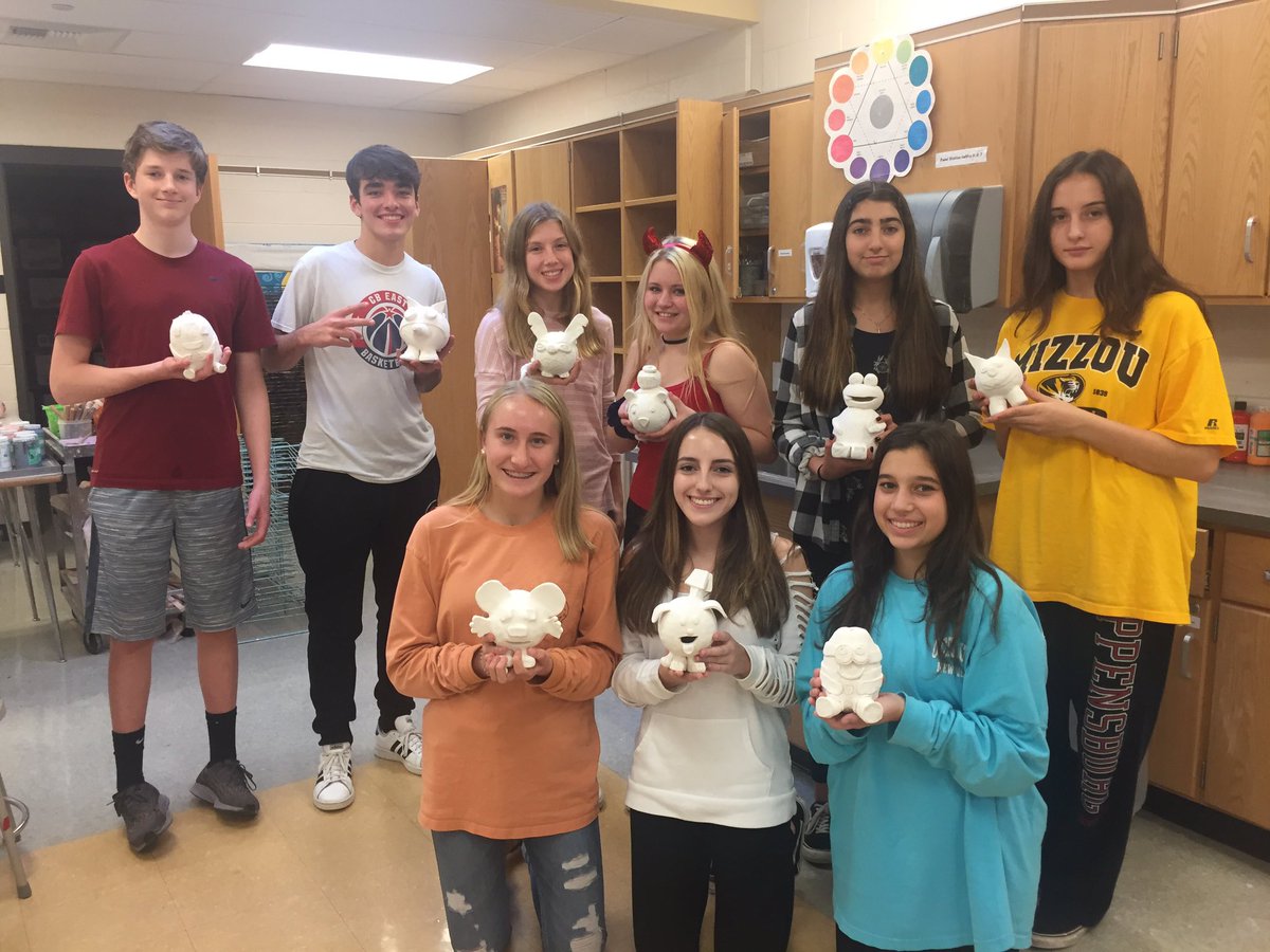 Pjonescbsdart's tweet photo. Yes, craftsmanship counts!! Ready to glaze now and bring these piggy banks to life...Happy Halloween from the hardest working Ceramics classes ever!!! #unamipride #RedRibbonWeek2019 @CBUnamiMS @chad_watters @CBSDart @umsfreshmen https://t.co/kzQLnrOT00