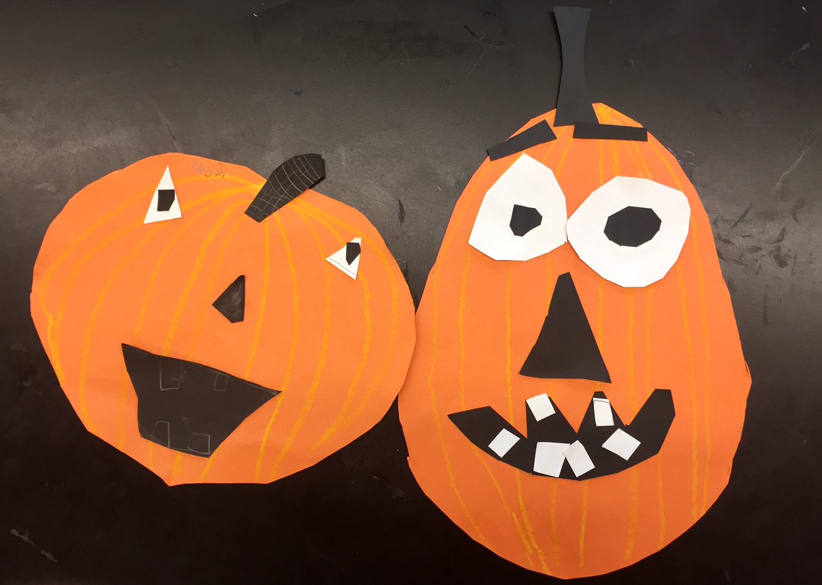 It wouldn’t be #Halloween without a couple of #funnyfacedfriends 🎃 #kindergartenart #elementaryart #lineandshape