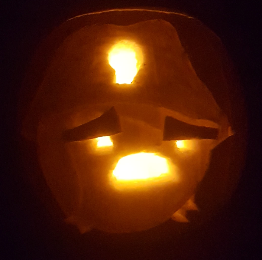 Just in case your evening was not spooky enough here is my pumpkin...
