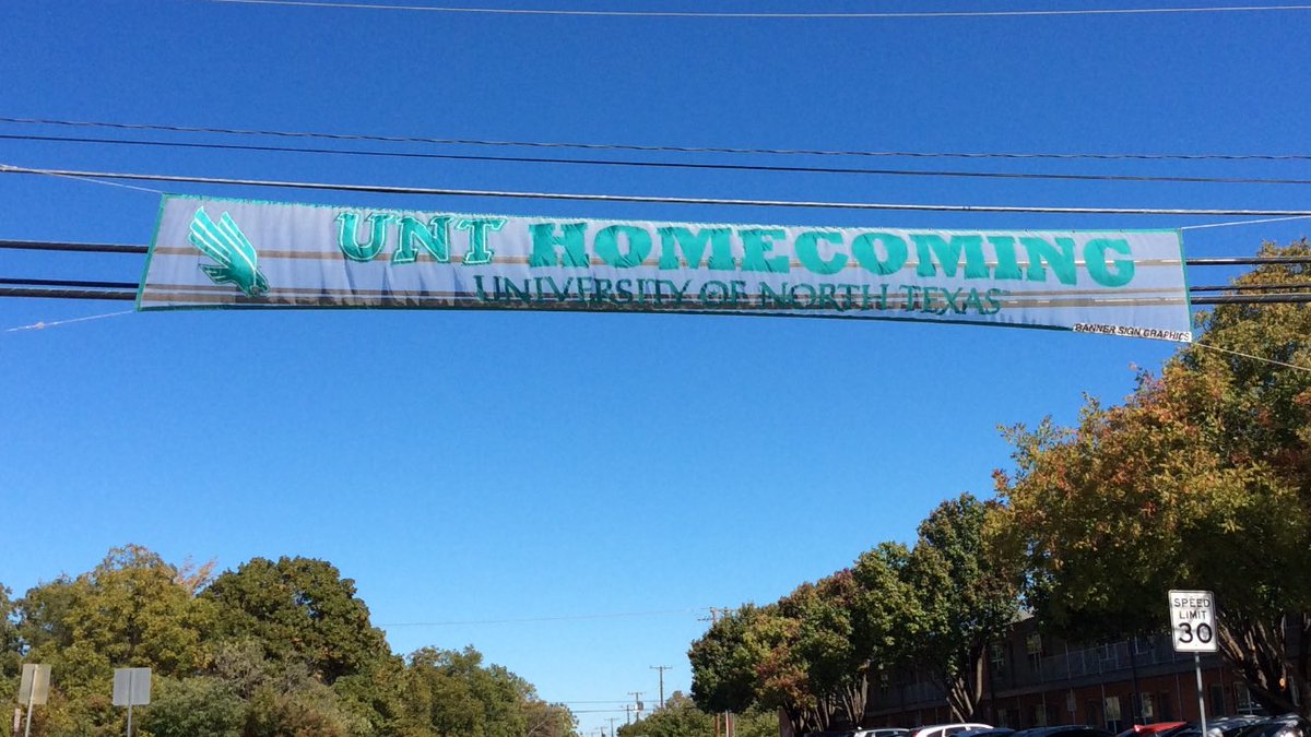 TylerJPressley's tweet photo. It’s homecoming week at UNT!  If you want to stay safe while still having fun, make sure to tune in to #NTDailyTV. https://t.co/vHJRgm1CaX