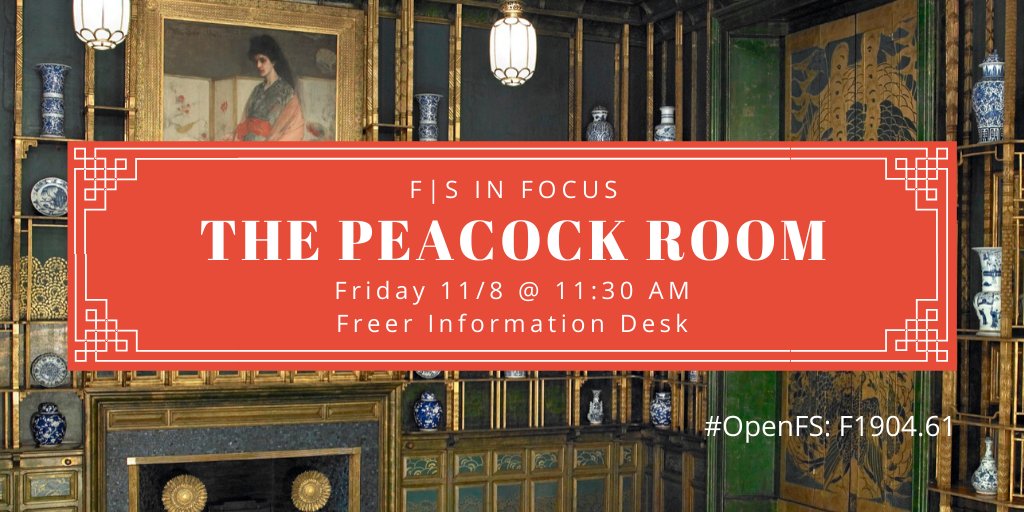NatAsianArt's tweet photo. How did a London dining room end up at the Freer Gallery? Join Friday’s #FSInFocus to hear how James McNeill Whistler’s peacocks crossed the pond. Details: https://t.co/GkgvxowSfn https://t.co/VOlMuLsaJg