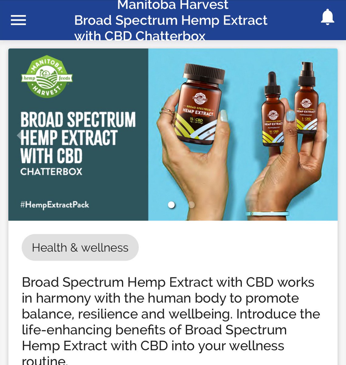 AndreaH81arris's tweet photo. Manitoba Harvest Broad Spectrum Hemp Extract with CBD Chatterbox https://t.co/jolsO6AC47 #hempextractpack #sponsored via @ripplestreetfun https://t.co/CTU4HtjwQZ