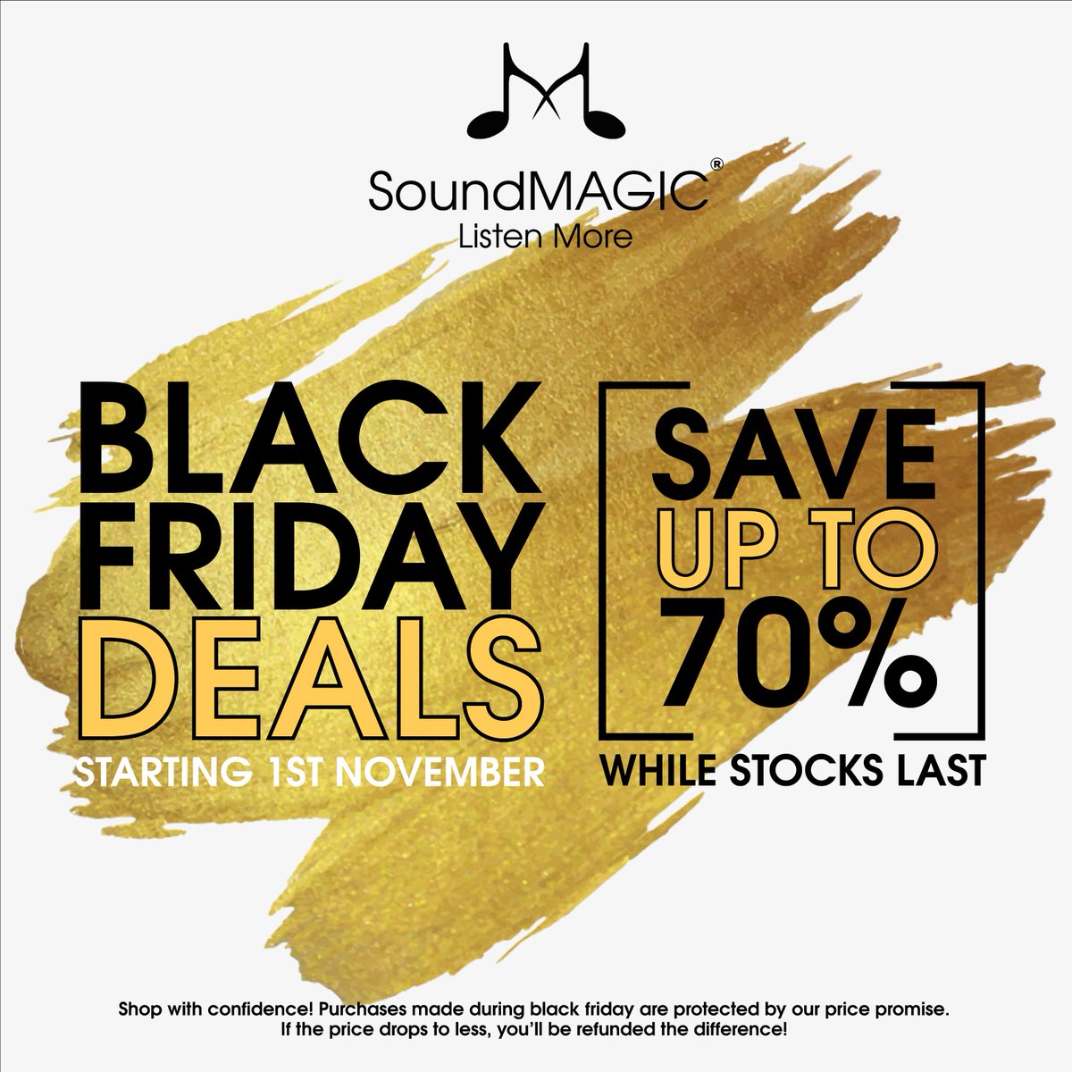 🛍BLACK FRIDAY 2019 SALE NOW ON! SAVE UP TO 70%🛍

We're having a HUGE sale for Black Friday 2019. Go to soundmagicheadphones.com to grab some deals!

#blackfriday #blackfriday2019 #HeadphoneDeals #cybermonday #blackfridaysales #blackfridaydeals #blackfridayshopping